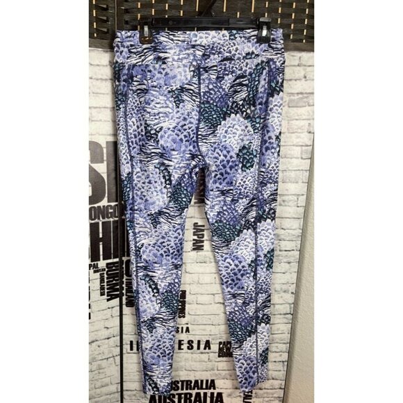 Fullbeauty Sport Logo 12 Purple Print Stitch Seam Detail Active Yoga Leggings - Picture 3 of 4